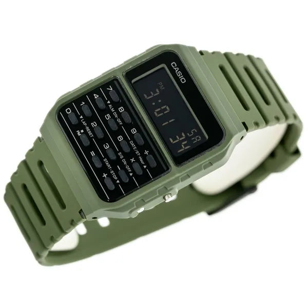 Casio Vintage CA-53WF-3B férfi digitális kalkulátoros karóra, zöld műanyag