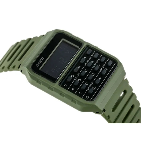 Casio Vintage CA-53WF-3B férfi digitális kalkulátoros karóra, zöld műanyag