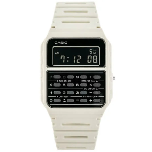 Casio Vintage CA-53WF-8B férfi digitális karóra kalkulátorral, fehér