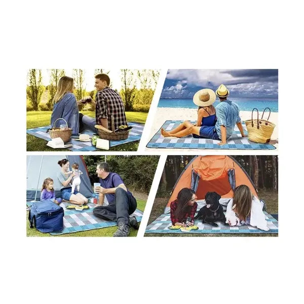 Vízálló, alufóliás aljú piknik pléd 200×200 cm, színes, összehajtható