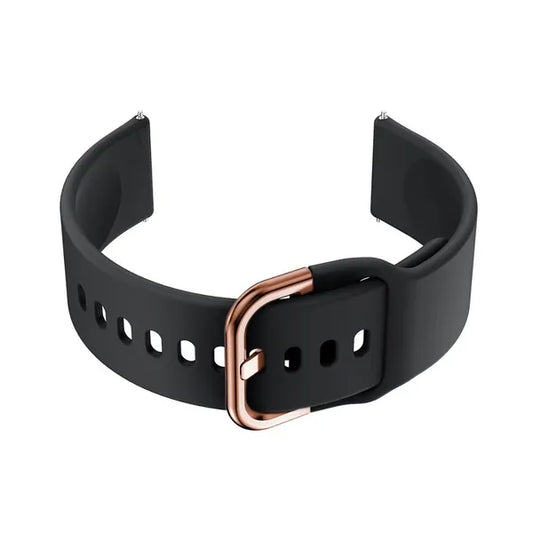 Gumiszíj okosórához, 22 mm, fekete szíj rosegold csattal