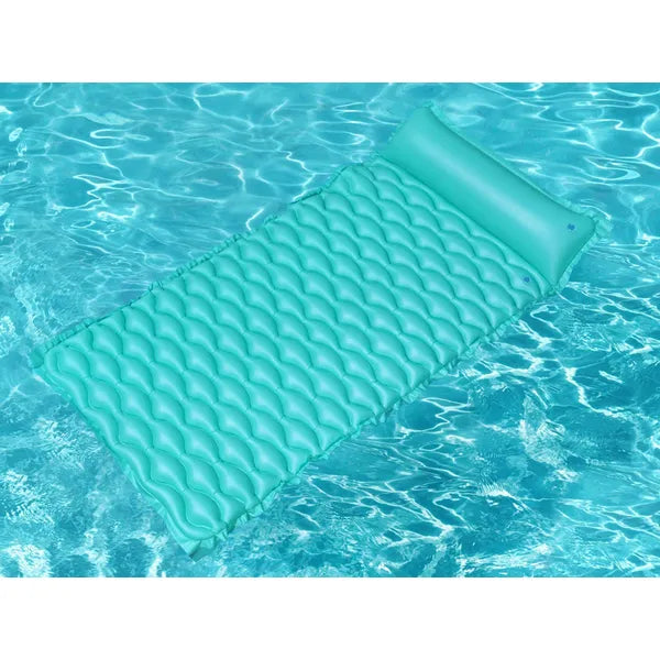 Összetekerhető türkiz felfújható matrac, 213×86 cm, PVC, 90 kg teherbírás