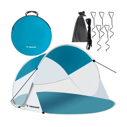 Turkiz-fehér pop-up strandsátor, 2 személyes, 190×120×90 cm