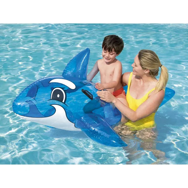 Bestway felfújható kék delfin lovagló 157 cm, fogantyúkkal, 3+