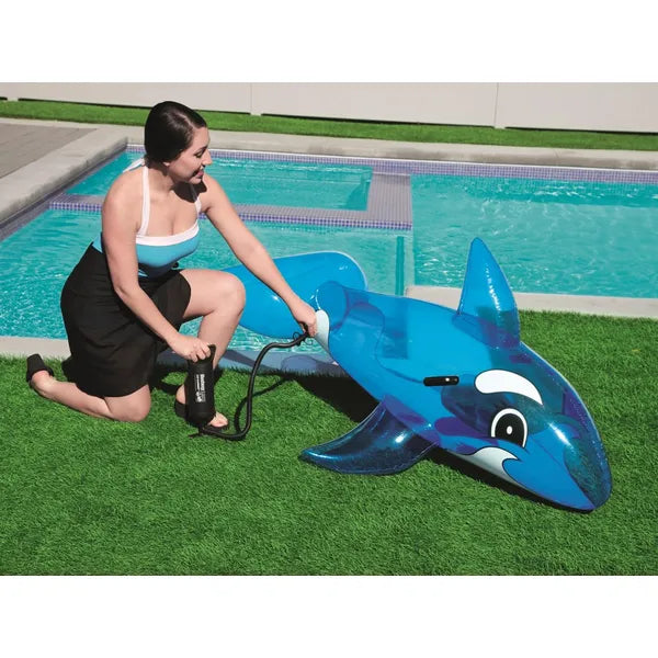 Bestway felfújható kék delfin lovagló 157 cm, fogantyúkkal, 3+
