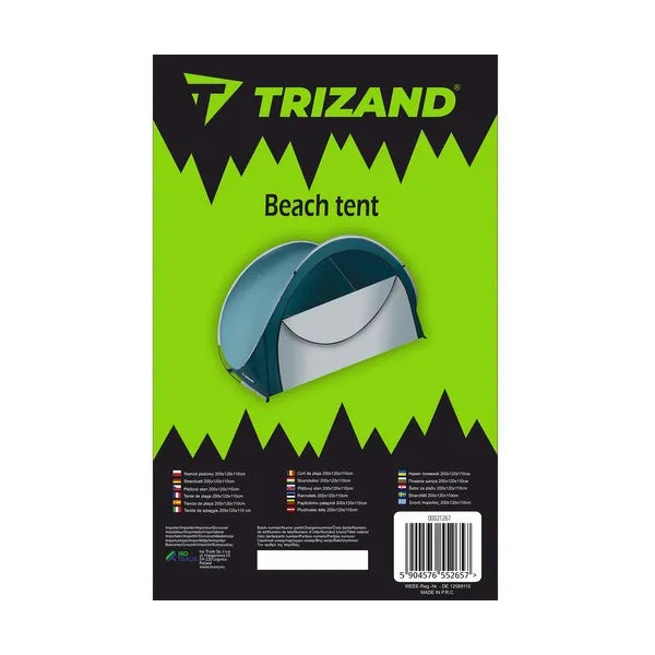 Pop-up strandsátor cipzáras, 3 fős, 200×120×110 cm, kék-fehér