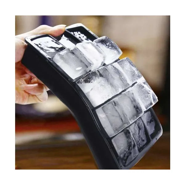 Szilikon jégkocka forma fedővel, 15 XXL (32×32×32 mm) kockához, szürke