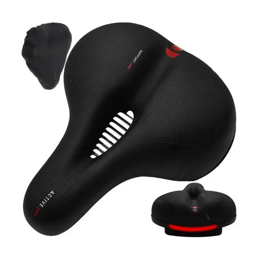 Ergonomikus fekete kerékpár nyereg rugós csillapítással, szellőzéssel, huzattal
