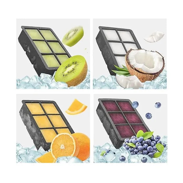 Szilikon jégforma 2 az 1-ben, XXL 4,8 cm kockák + 4 cm gömbök fedőkkel