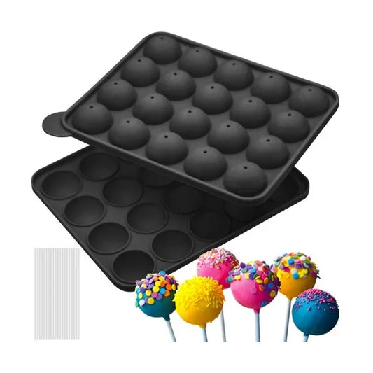 Szilikon cake pop sütőforma, 20 gömb, szürke, 22.5×18.5 cm