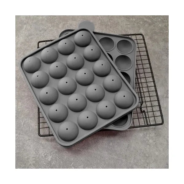Szilikon cake pop sütőforma, 20 gömb, szürke, 22.5×18.5 cm