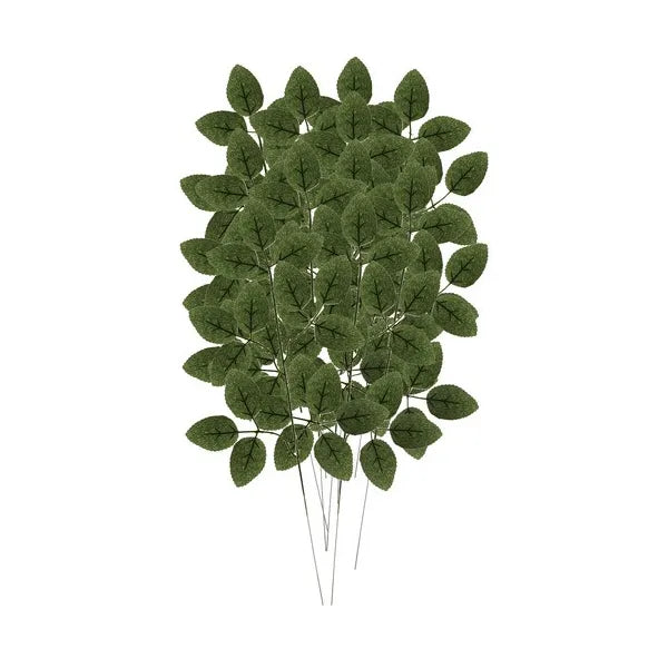 Mű rózsalevél ág szett, 12 db, 47 cm, hajlítható szárral, zöld