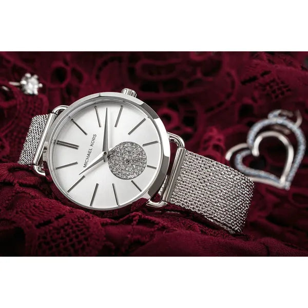 Michael Kors Portia női karóra, 36 mm, ezüst rozsdamentes acél WR50
