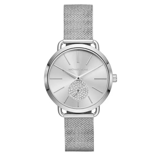 Michael Kors Portia női karóra, 36 mm, ezüst rozsdamentes acél WR50