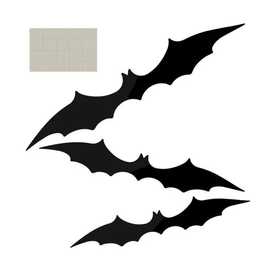 Halloween dekoráció, 3 db óriás fekete denevér szett, 47–37–31 cm