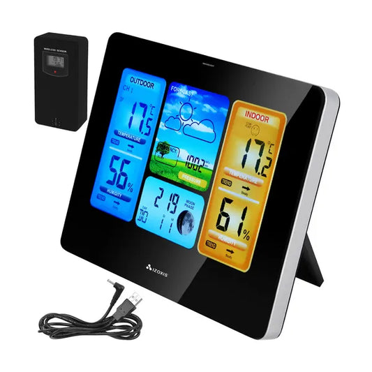 Vezeték nélküli LCD időjárás-állomás külső érzékelővel, hőmérő/higrométer