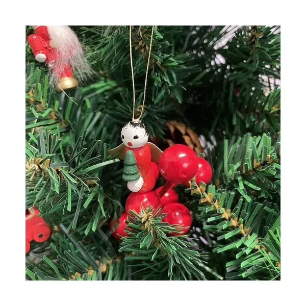 Fa karácsonyfa dísz szett, 30 darab, piros, 2,5-4 cm figurák