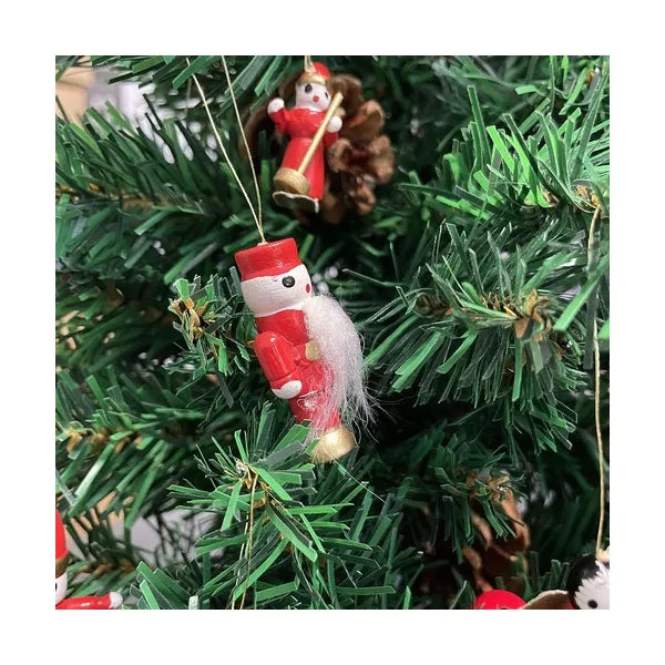 Fa karácsonyfa dísz szett, 30 darab, piros, 2,5-4 cm figurák