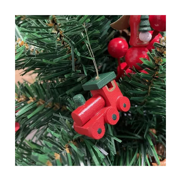 Fa karácsonyfa dísz szett, 30 darab, piros, 2,5-4 cm figurák