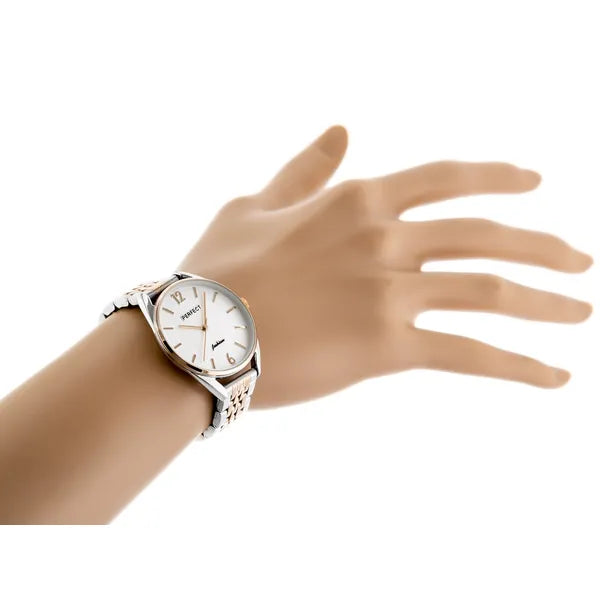 Női kvarc karóra ezüst/rosegold fém szíjjal 34 mm, WR30