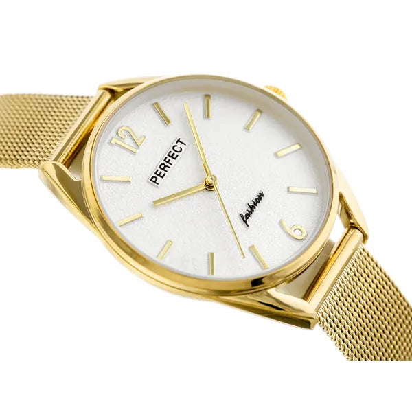 Arany női karóra, Perfect F347, kvarc, fémszíjjal, 34 mm