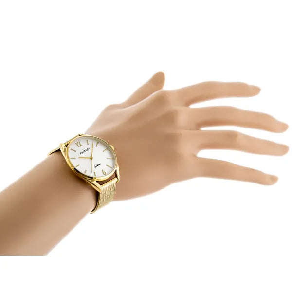 Arany női karóra, Perfect F347, kvarc, fémszíjjal, 34 mm