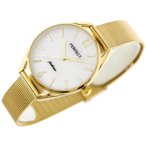 Arany női karóra, Perfect F347, kvarc, fémszíjjal, 34 mm