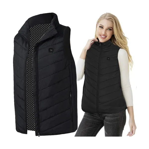 Fűthető unisex mellény, M méret, 9 zónás USB-ről, fekete