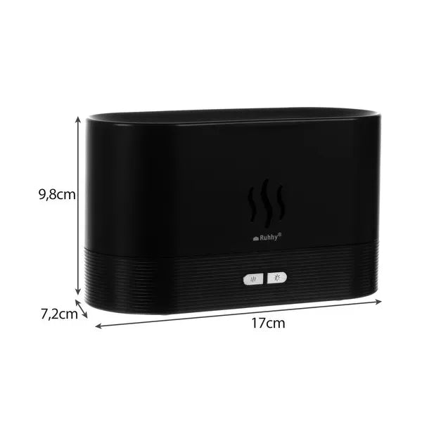 3 az 1-ben illatdiffúzor és párásító, 180 ml, LED lánghatás, fekete