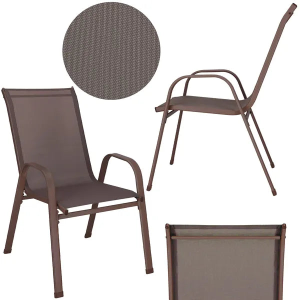 Barna textilén kerti szék, acél vázzal, 2 db, 92×53×72 cm, 120 kg teherbírás