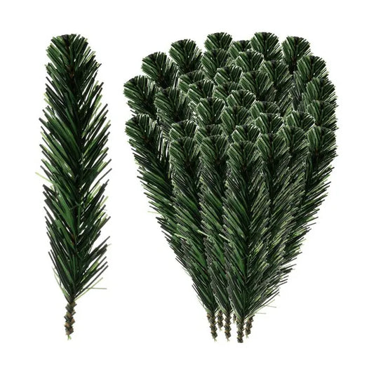 Műfenyő dekor ágak 21 cm, 40 db, rugalmas PVC, zöld