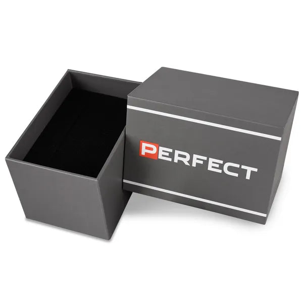 Perfect W125-5 férfi karóra kvarc szerkezet, fekete bőrszíj, WR30