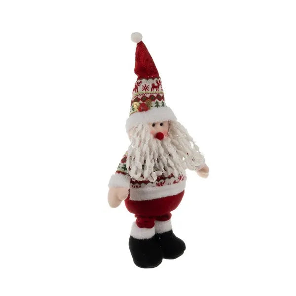 Teleszkópos Mikulás dekor figura, állítható 60–95 cm, piros-fehér, poliészter