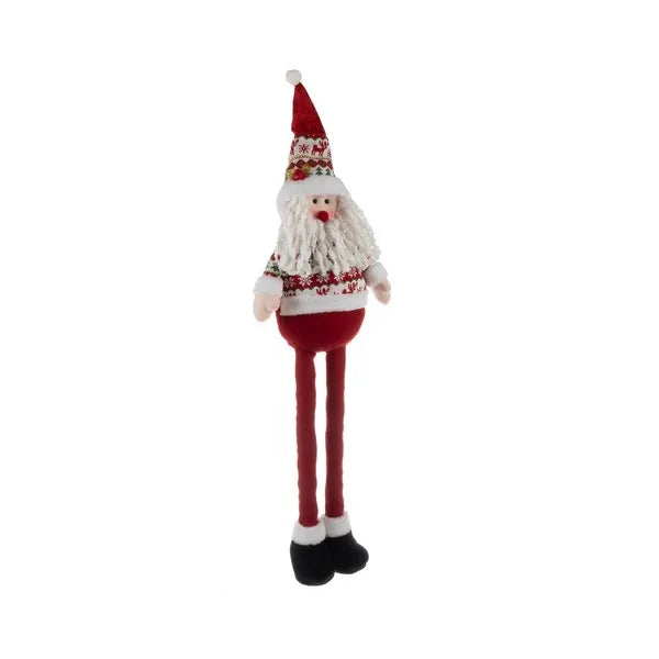 Teleszkópos Mikulás dekor figura, állítható 60–95 cm, piros-fehér, poliészter