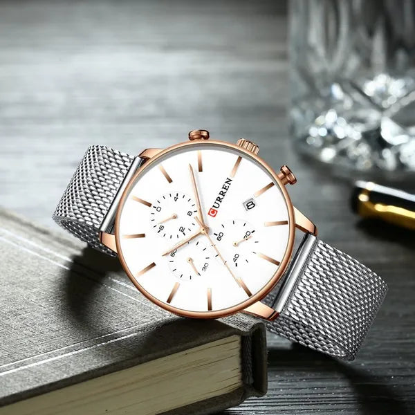 Curren 8339 férfi quartz kronográf karóra rozéarany-ezüst, 42 mm