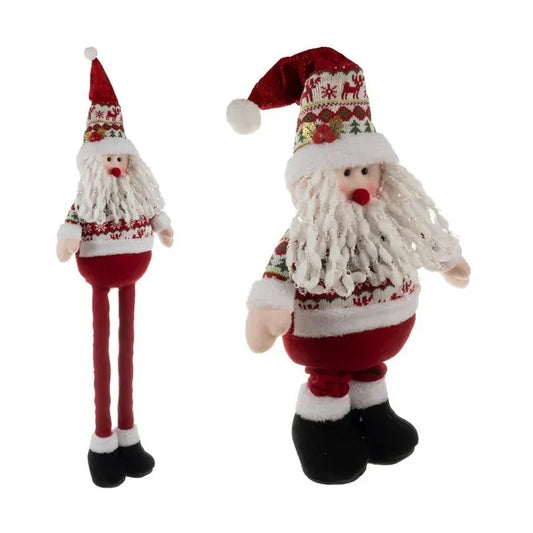 Teleszkópos Mikulás dekor figura, állítható 60–95 cm, piros-fehér, poliészter