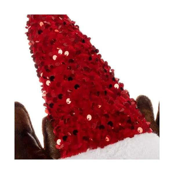Teleszkópos lábú karácsonyi rénszarvas figura, 62–95 cm, piros-zöld
