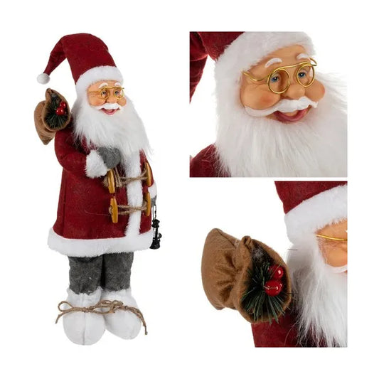 Mikulás dekorációs figura aranyszemüveggel, 60 cm