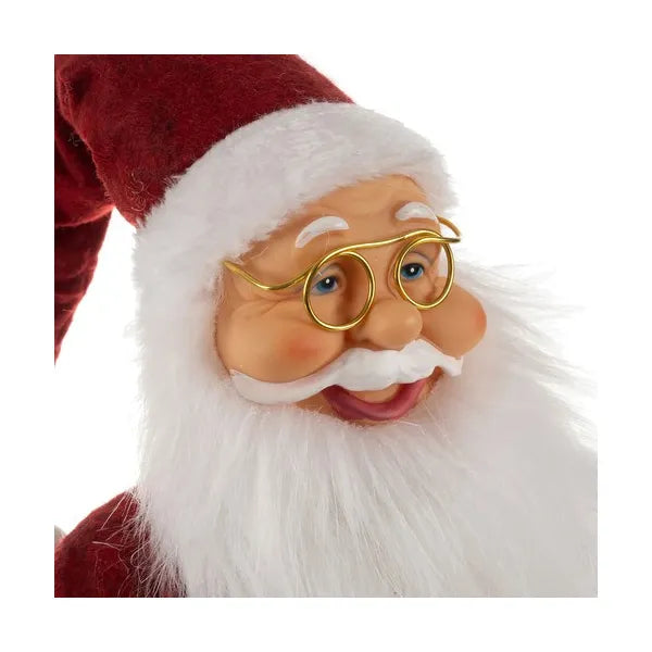 Mikulás dekorációs figura aranyszemüveggel, 60 cm