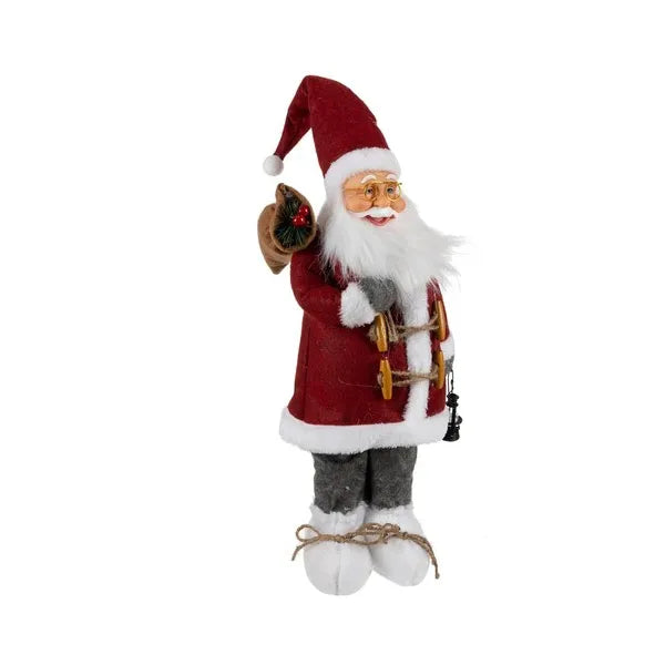 Mikulás dekorációs figura aranyszemüveggel, 60 cm
