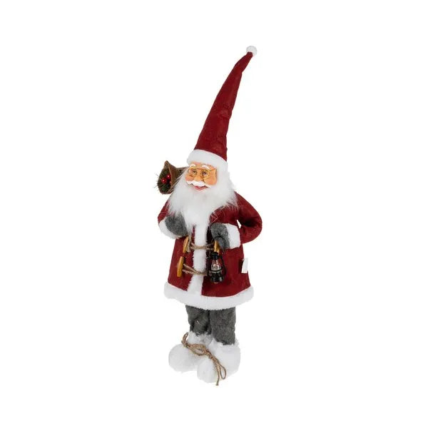 Mikulás dekorációs figura aranyszemüveggel, 60 cm
