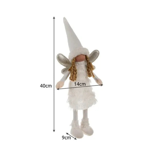 Álló tündérszobor karácsonyi dekoráció – fehér, 40 cm