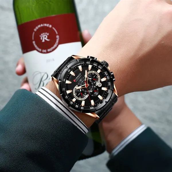Curren 8363 férfi kronográf karóra, kvarc, rozéarany-fekete, 42 mm