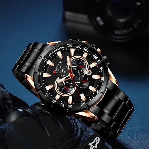 Curren 8363 férfi kronográf karóra, kvarc, rozéarany-fekete, 42 mm