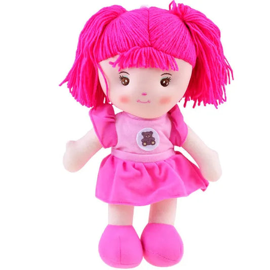 Zsuzsi rongybaba 33 cm, rózsaszín ruhában, puha plüss