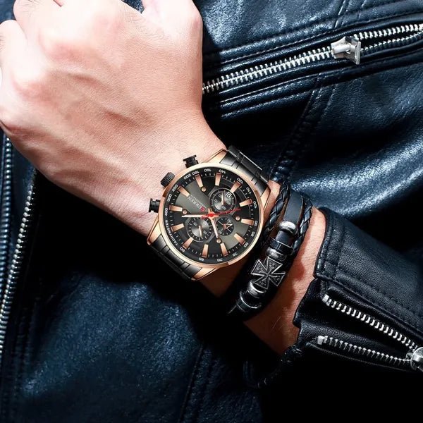 Curren 8351 férfi kronográf karóra rosegold-fekete WR30