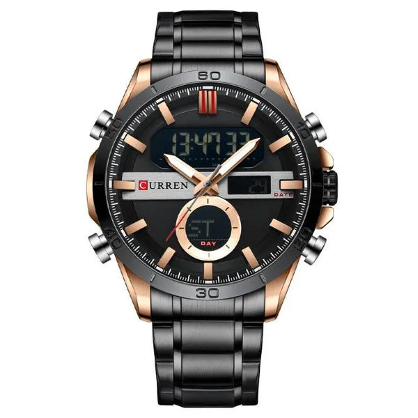 Curren 8384 férfi karóra, duál idő, fekete/rosegold, ajándékdoboz