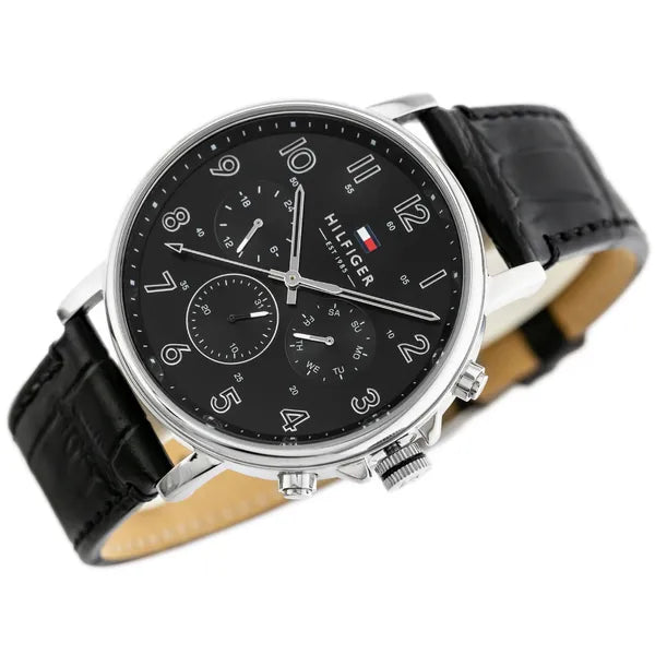 Tommy Hilfiger Daniel férfi karóra, kvarc, bőr szíj, 46 mm, WR50