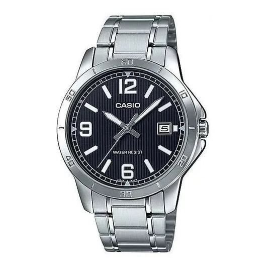 Casio MTP-V004D-1B2 férfi karóra, acél, grafit számlap, dátum