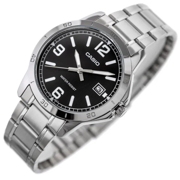 Casio MTP-V004D-1B2 férfi karóra, acél, grafit számlap, dátum